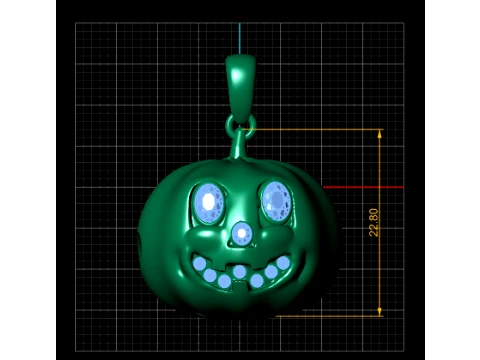 Gemstone Jack-O-Lantern Pendant 3D Model