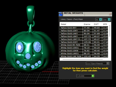 Gemstone Jack-O-Lantern Pendant 3D Model