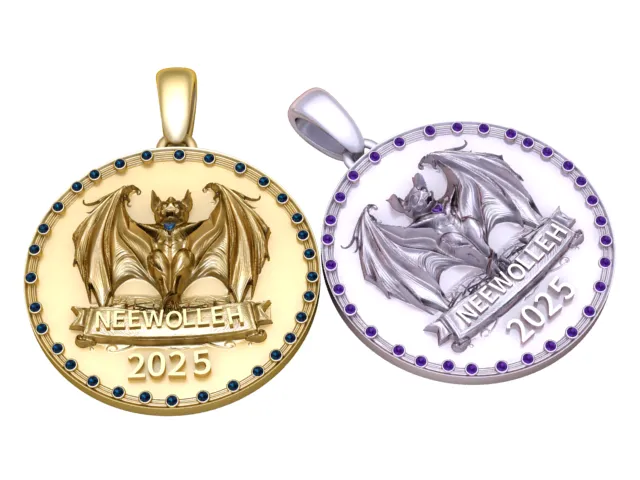 Medalh&atilde;o de Morcego de Ano Novo 2025 Modelo 3D .c4d .max .obj .3ds .fbx .stl .blend 