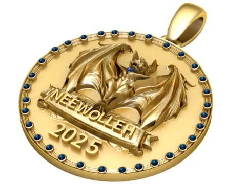 Medalh&atilde;o de Morcego de Ano Novo 2025 Modelo 3D