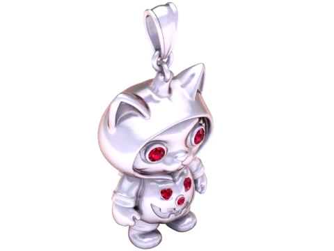 Cute Cat Costume Character Pendant 3D Model