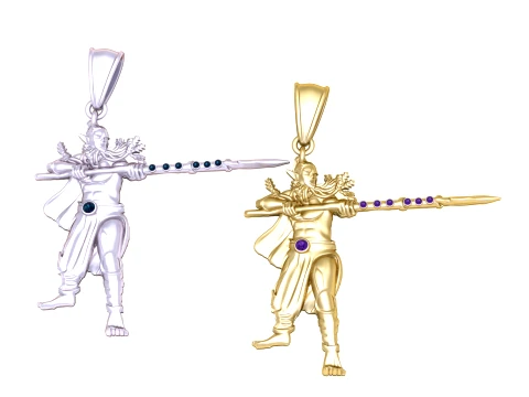 宝石の槍戦士ペンダント 3Dモデル