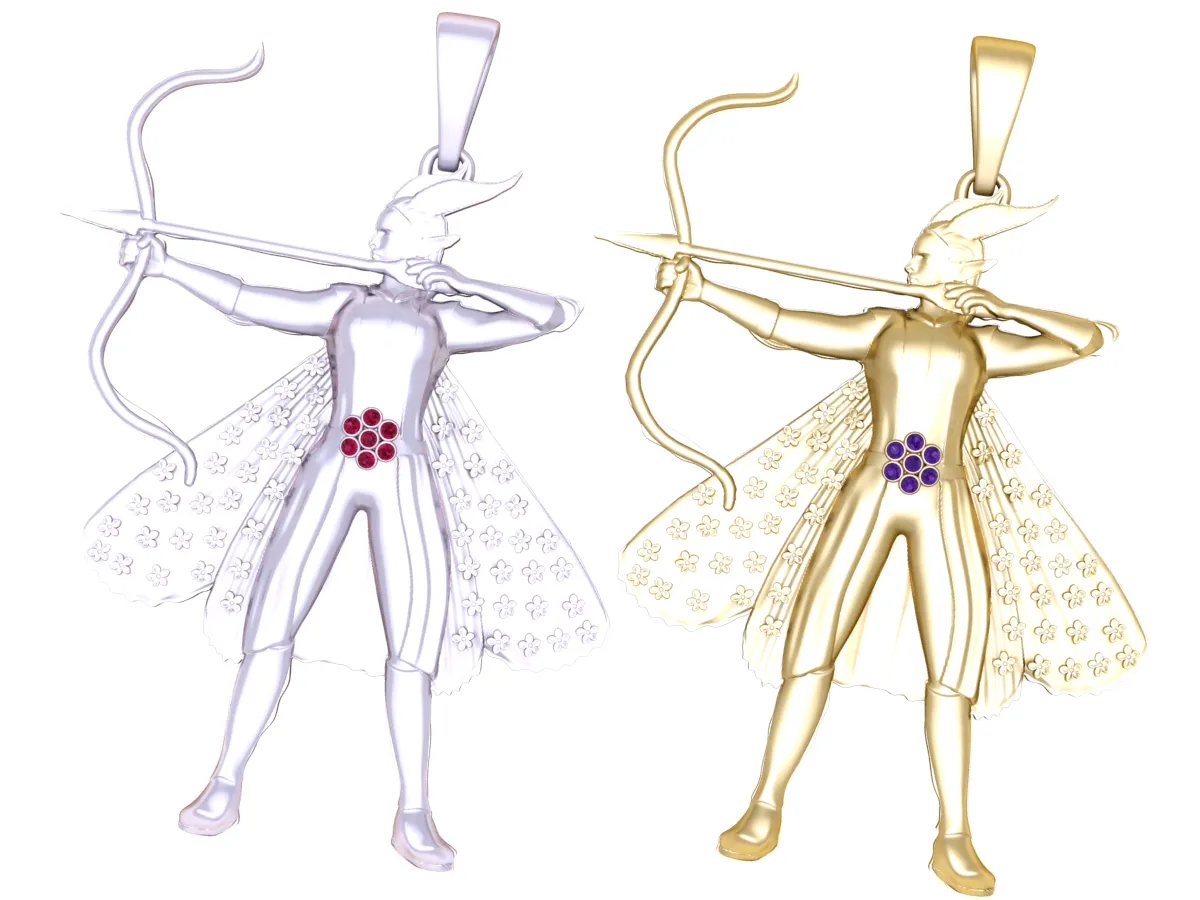 Elven Archer Warrior Pendant 3D Model .c4d .max .obj .3ds .fbx .stl .blend 