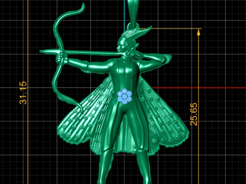 Elven Archer Warrior Pendant 3D Model