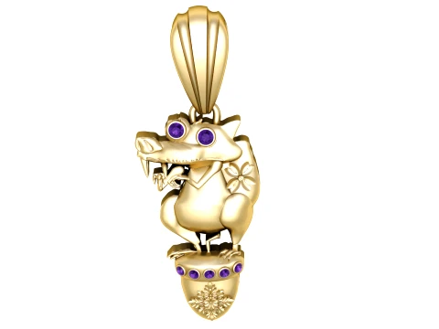 Pingente de esquilo dente de sabre de pedra preciosa Modelo 3D