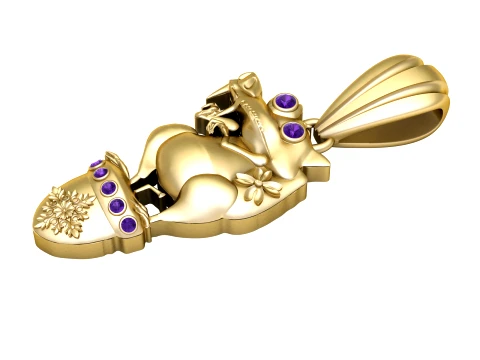 Pingente de esquilo dente de sabre de pedra preciosa Modelo 3D