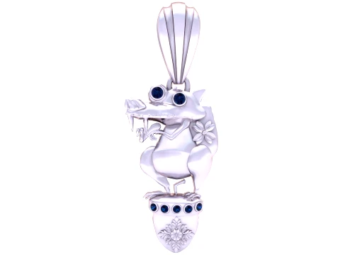 Pingente de esquilo dente de sabre de pedra preciosa Modelo 3D