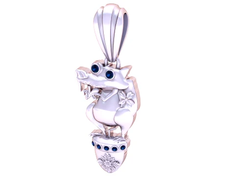 Pingente de esquilo dente de sabre de pedra preciosa Modelo 3D