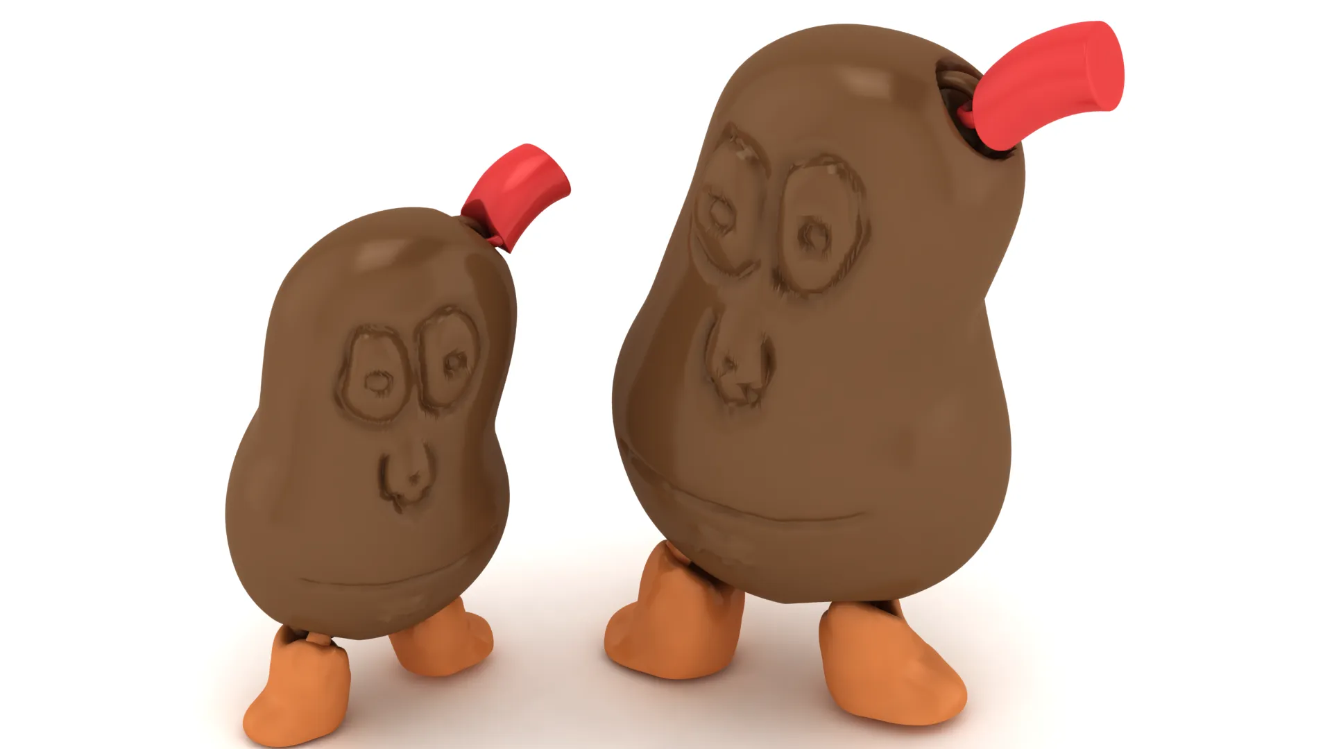 Cute Bean Character 3D Model .c4d .max .obj .3ds .fbx .stl .blend 