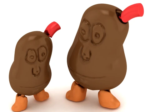Cute Bean Character 3D Model