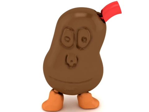 Cute Bean Character 3D Model