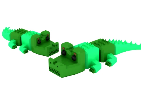 Articulated Crocodile Model 3D Model