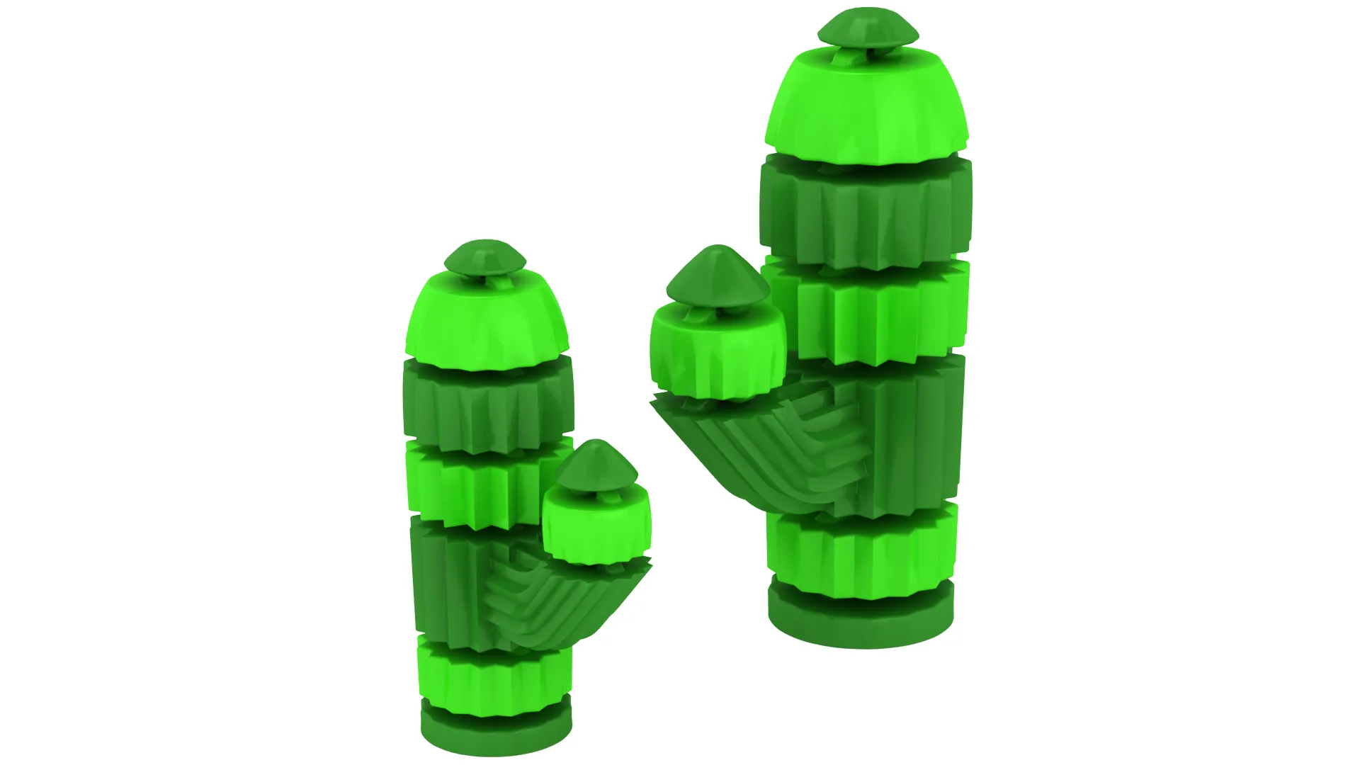 Stacked Cactus Figure 3D Model .c4d .max .obj .3ds .fbx .stl .blend 
