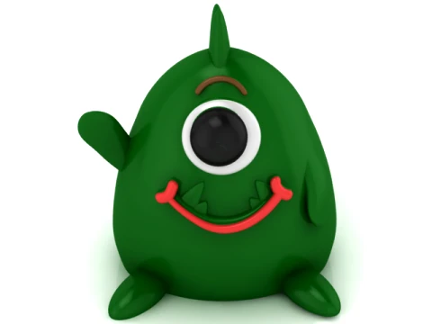 Cute Cyclops Dinosaur 3D Model