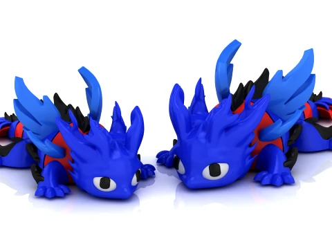 Drag&oacute;n cornudo articulado Modelo 3D