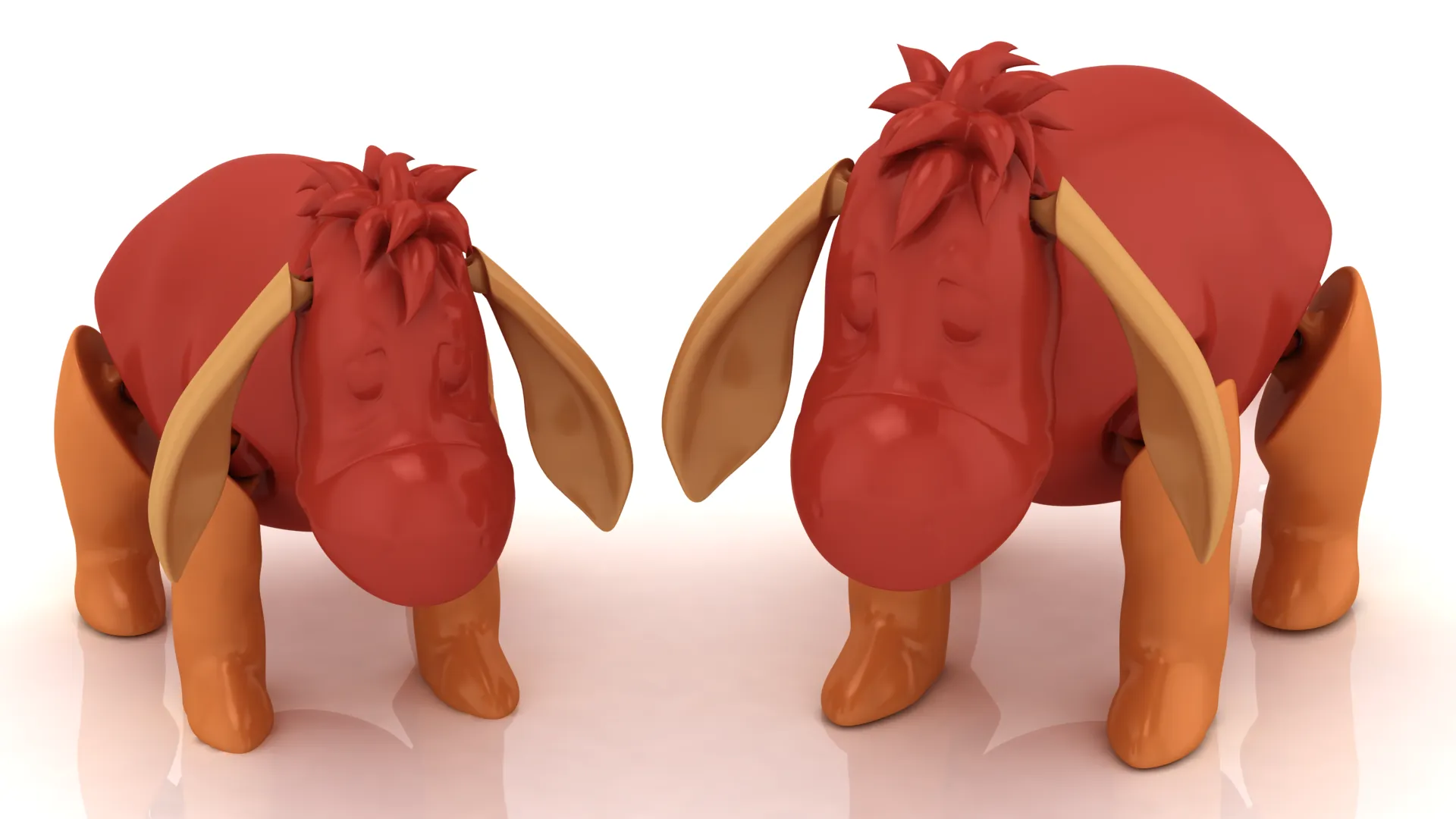 Cute Donkey Figure 3D Model .c4d .max .obj .3ds .fbx .stl .blend 