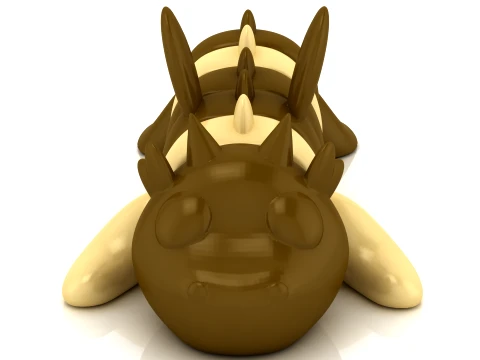 Flexy Horned Dragon 3D Model