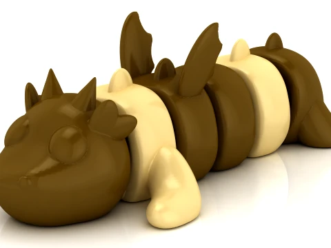 Flexy Horned Dragon 3D Model