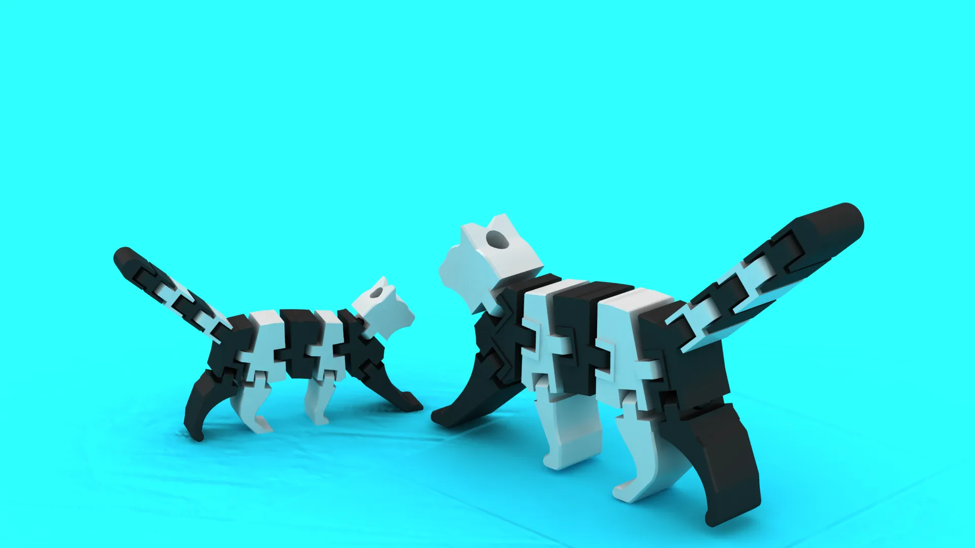 Flexi Puzzle Cat 3D Model .c4d .max .obj .3ds .fbx .stl .blend 