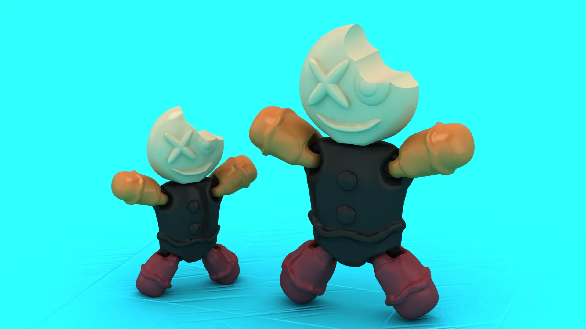 Bitten Cookie Robot 3D Model .c4d .max .obj .3ds .fbx .stl .blend 