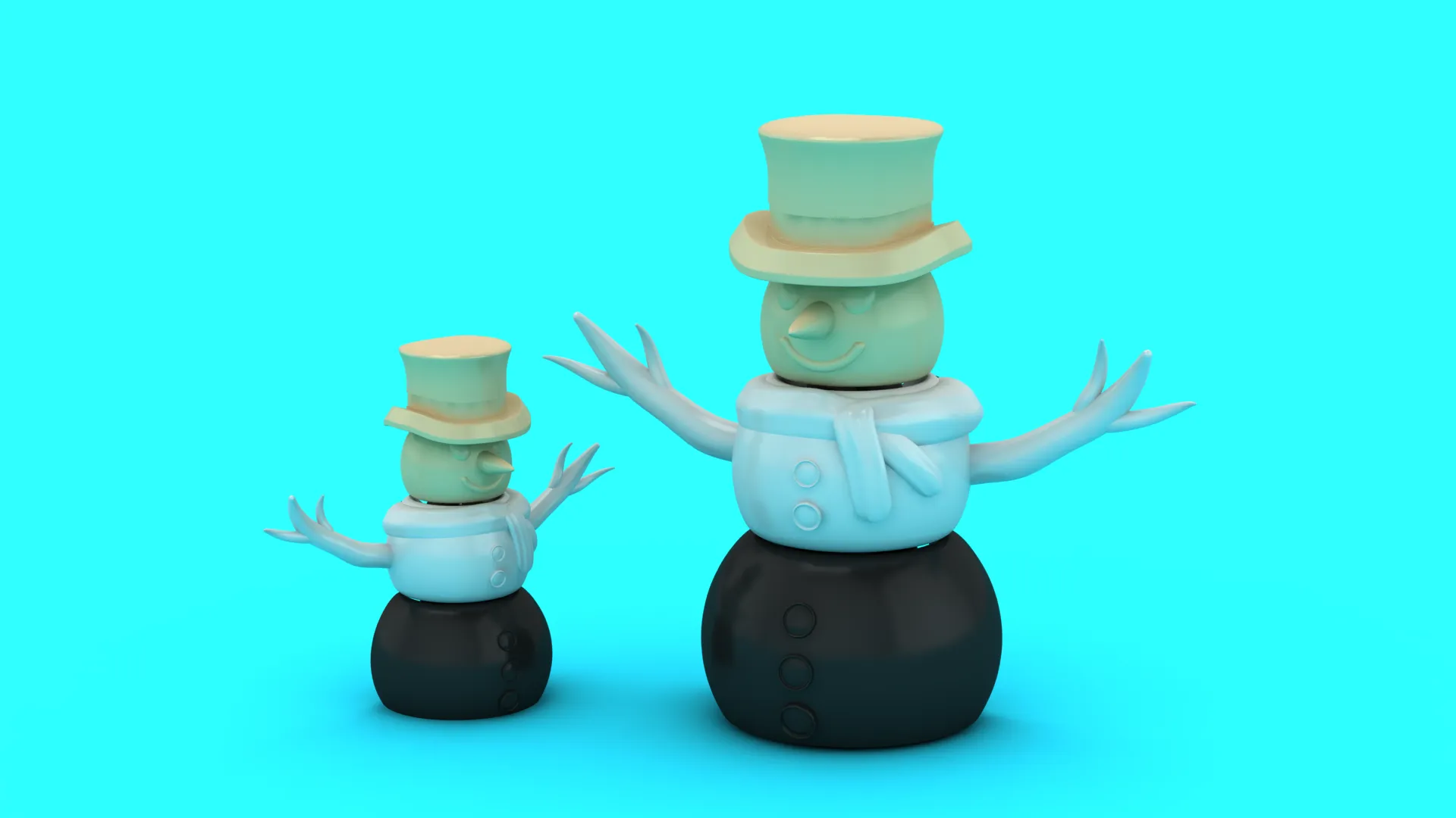 Cheerful Snowman Toy 3D Model .c4d .max .obj .3ds .fbx .stl .blend 