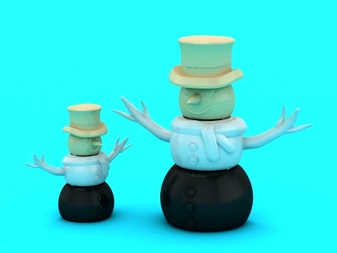 Cheerful Snowman Toy 3D Model