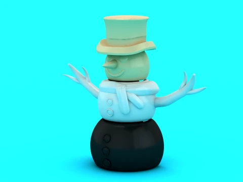 Cheerful Snowman Toy 3D Model