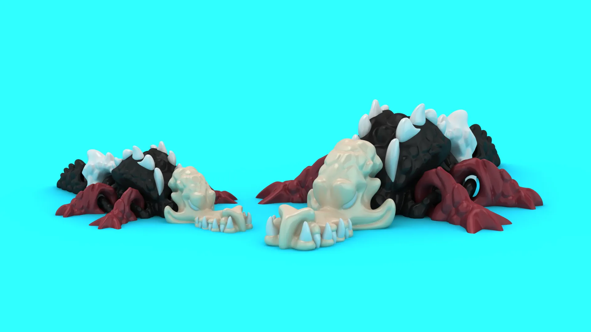 Spiky Fanged Monster 3D Model .c4d .max .obj .3ds .fbx .stl .blend 