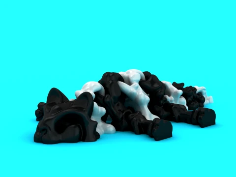 Curled Panda Creature 3D Model