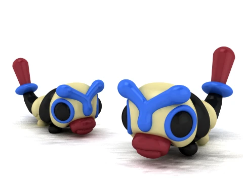 Cute Caterpillar Creature 3D Model