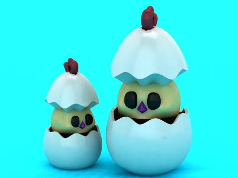 Hatching Chick Toy 3D Model
