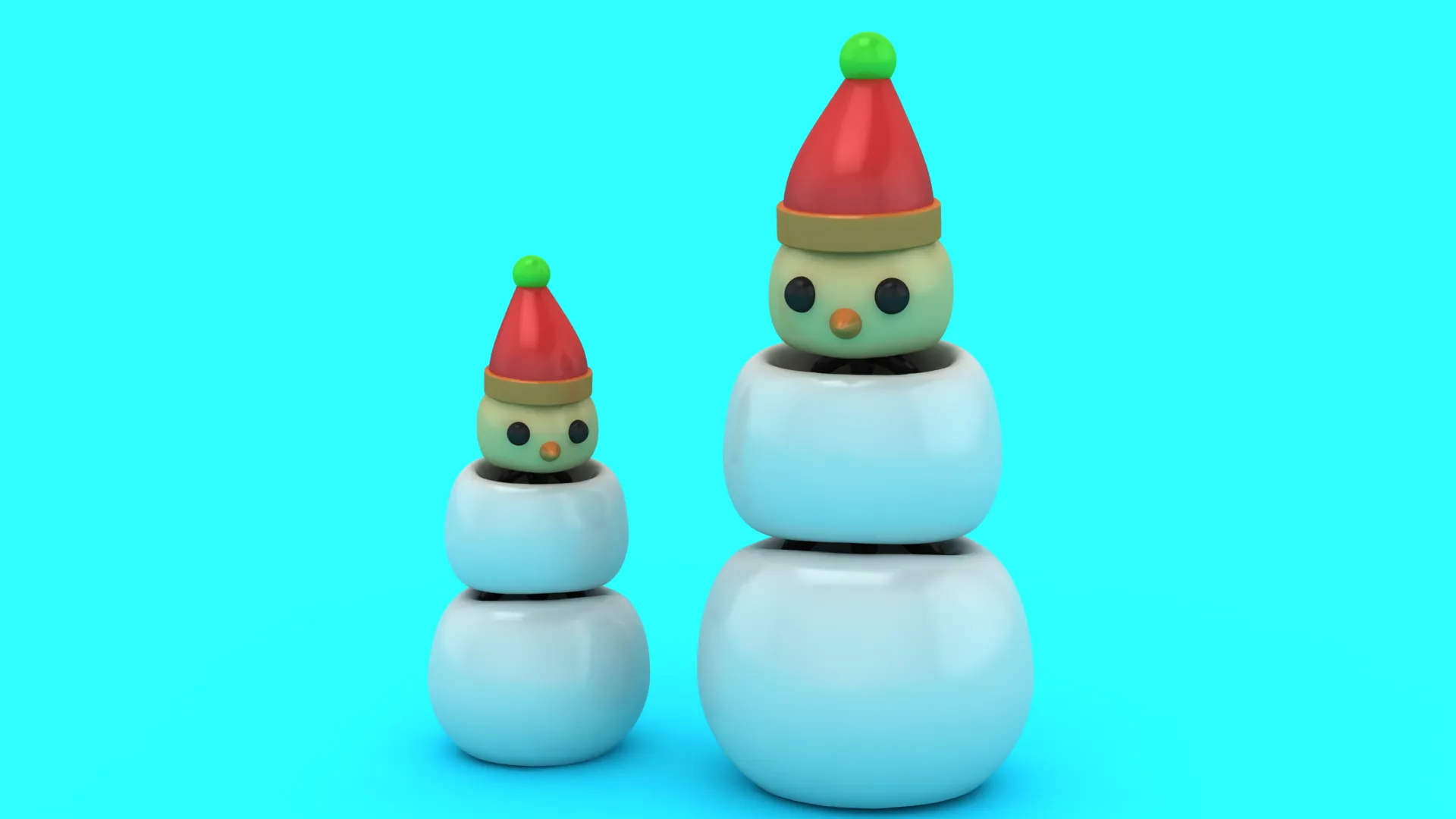 Cute Snowman Toy 3D Model .c4d .max .obj .3ds .fbx .stl .blend 