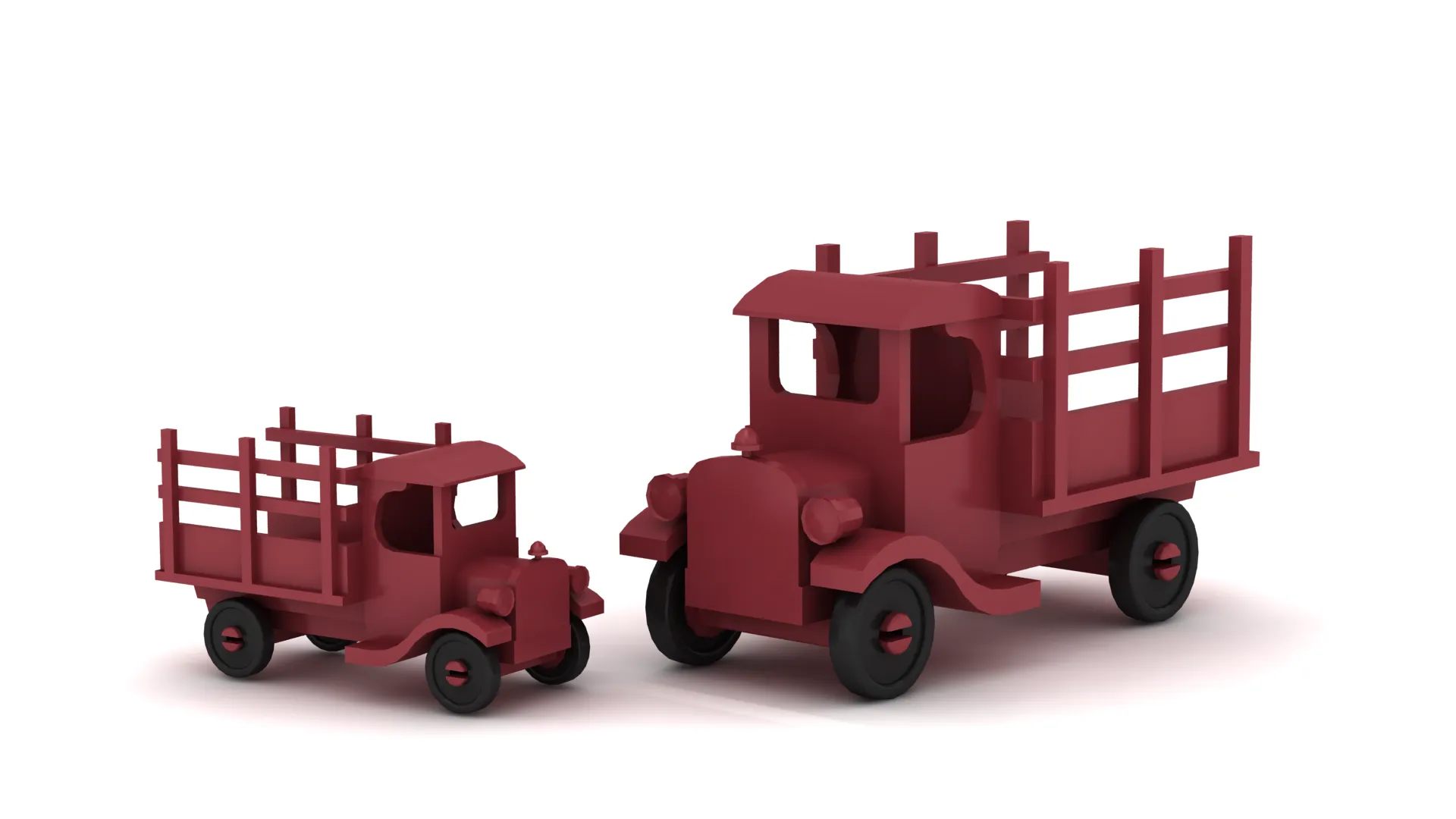 Vintage Wooden Truck 3D Model .c4d .max .obj .3ds .fbx .stl .blend