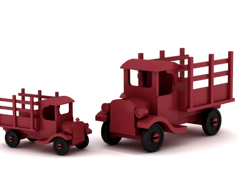 Vintage Wooden Truck 3D Model