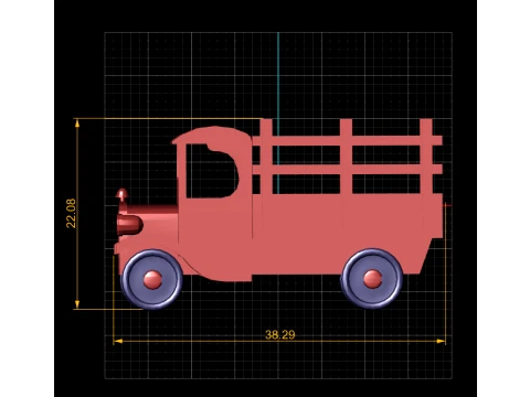Vintage Wooden Truck 3D Model