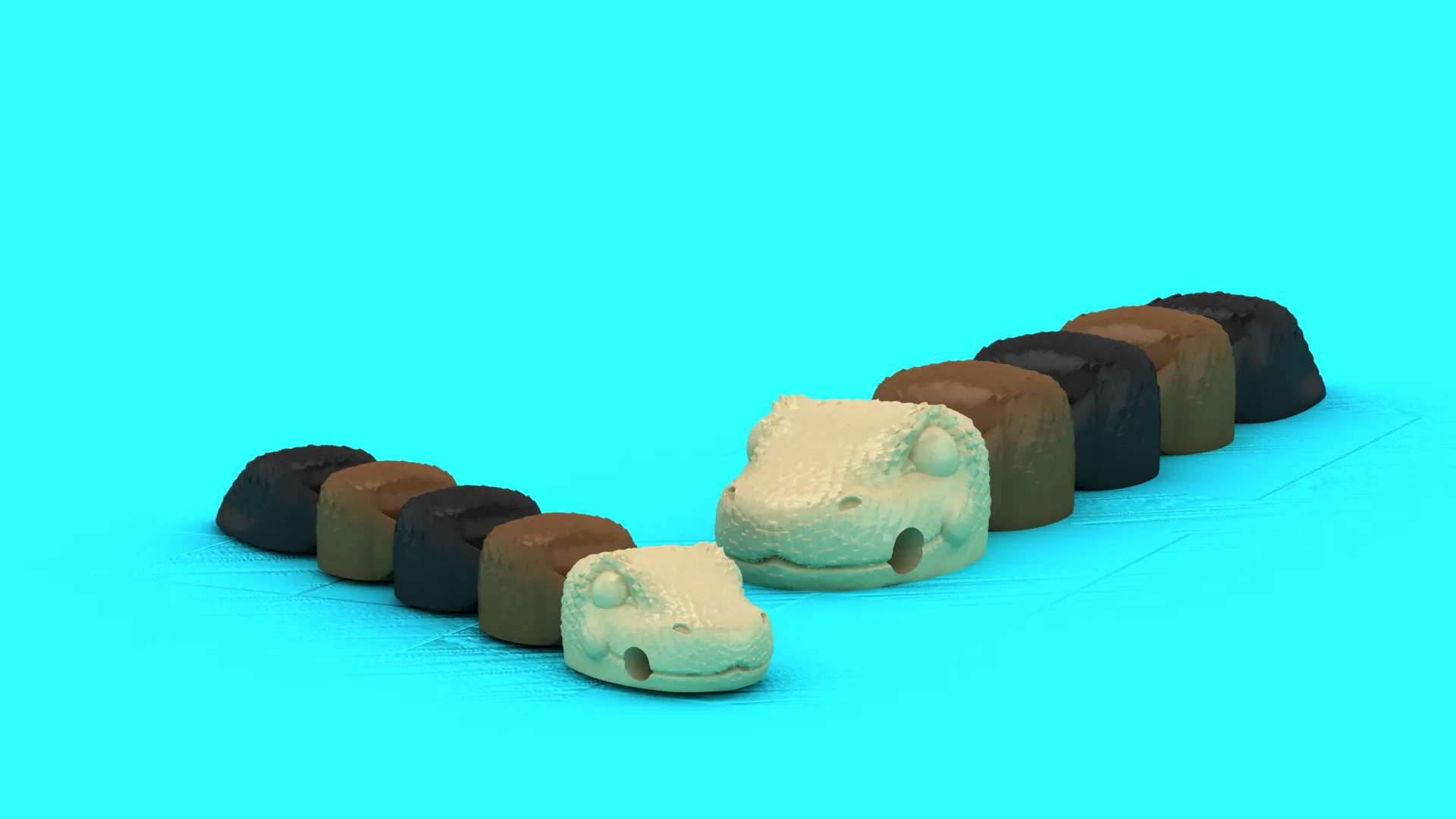 Flexi Snake Toy 3D Model .c4d .max .obj .3ds .fbx .stl .blend 