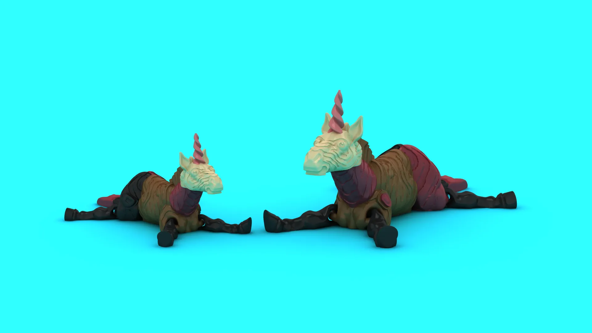 Flexi Unicorn Toy 3D Model .c4d .max .obj .3ds .fbx .stl .blend 