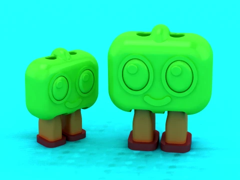Cheerful Green Slime Bots 3D Model