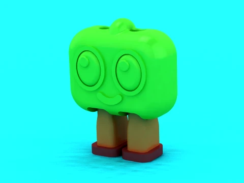 Cheerful Green Slime Bots 3D Model