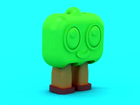 Cheerful Green Slime Bots 3D Model