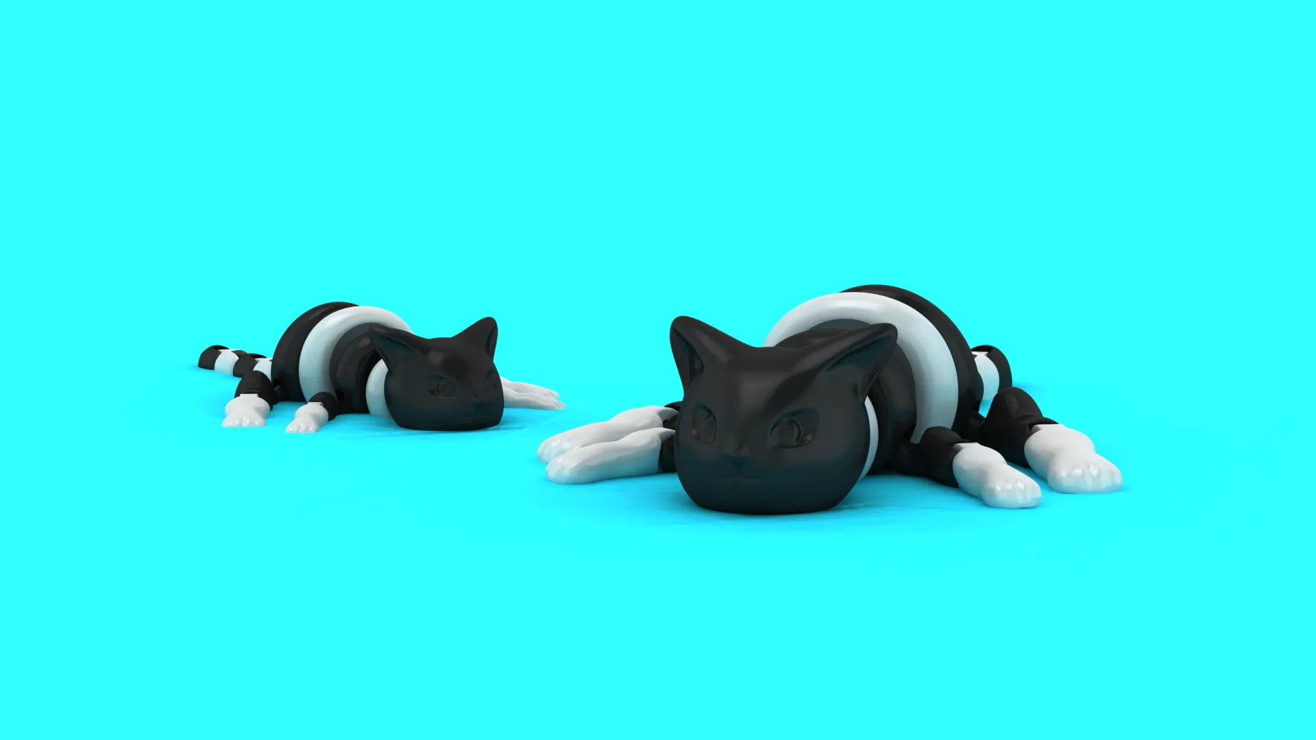 Sleepy Tuxedo Kittens 3D Model .c4d .max .obj .3ds .fbx .stl .blend 