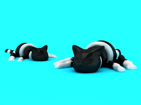 Sleepy Tuxedo Kittens 3D Model