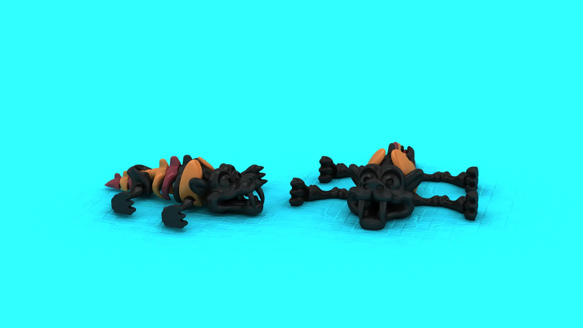 Fanged Black Creatures 3D Model .c4d .max .obj .3ds .fbx .stl .blend 