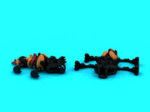 Fanged Black Creatures 3D Model