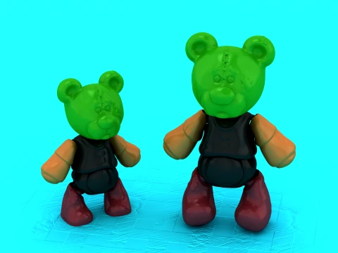 Green Bear Vest Buddies 3D Model