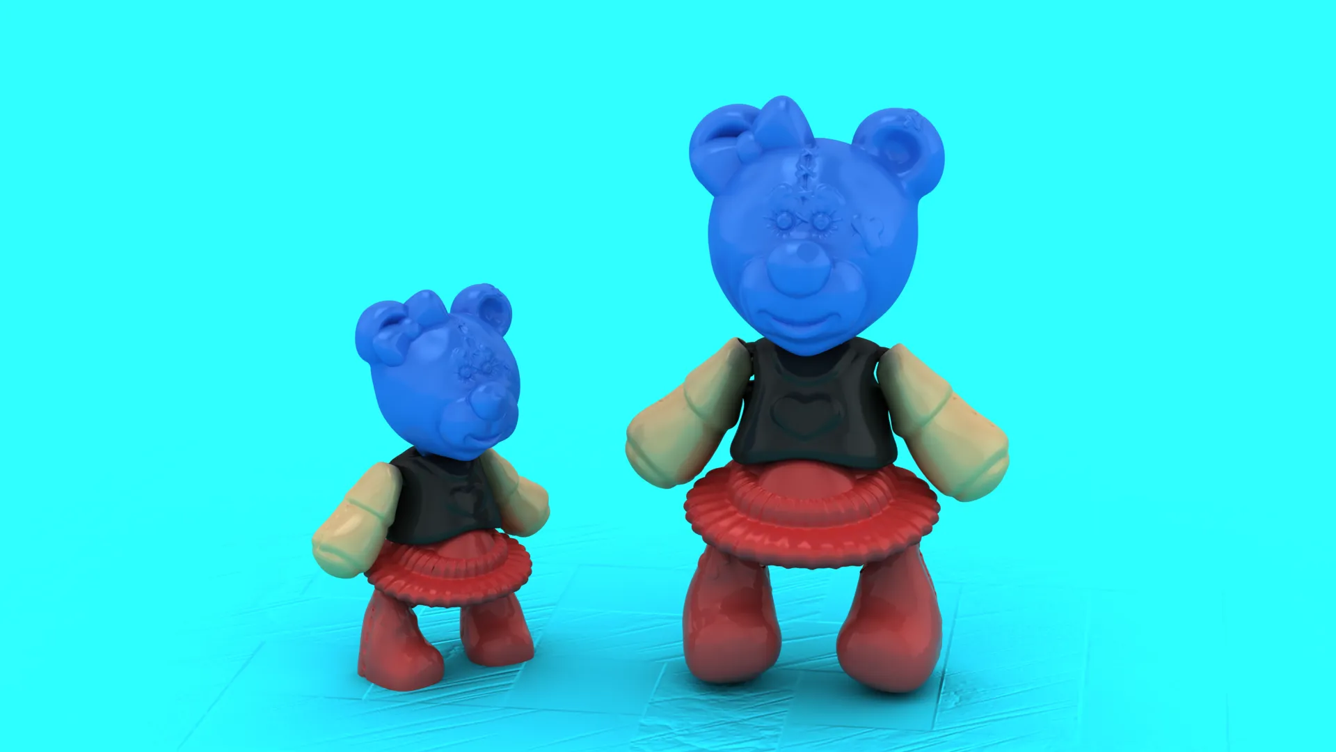 Blue Bear Skirt Buddies 3D Model .c4d .max .obj .3ds .fbx .stl .blend 