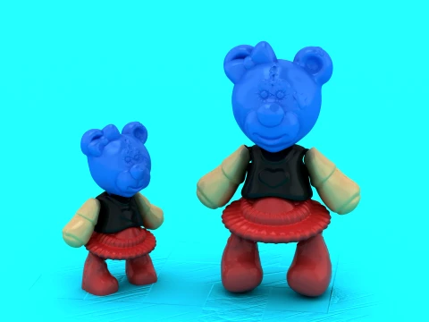 Blue Bear Skirt Buddies 3D Model