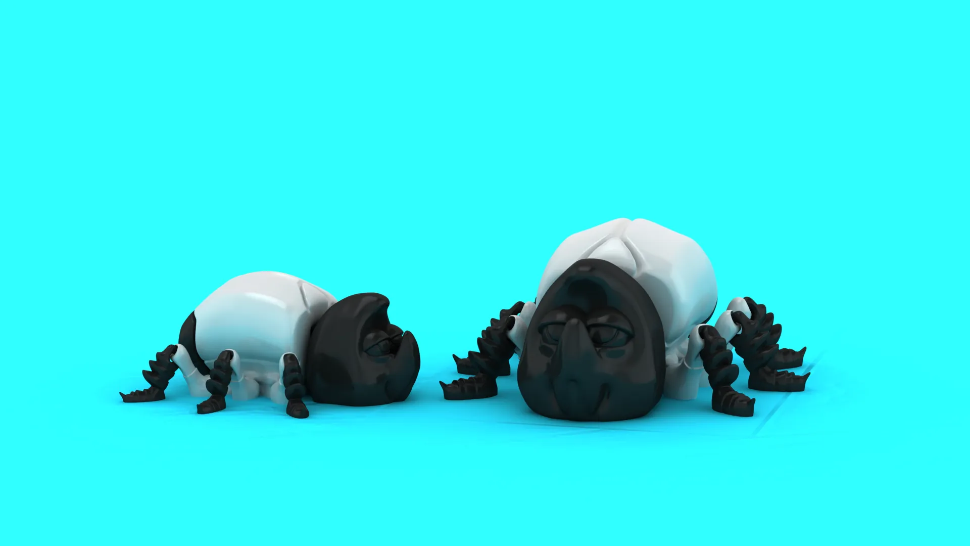 Sleepy Panda Spiders 3D Model .c4d .max .obj .3ds .fbx .stl .blend 