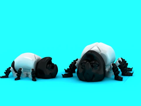 Sleepy Panda Spiders 3D Model