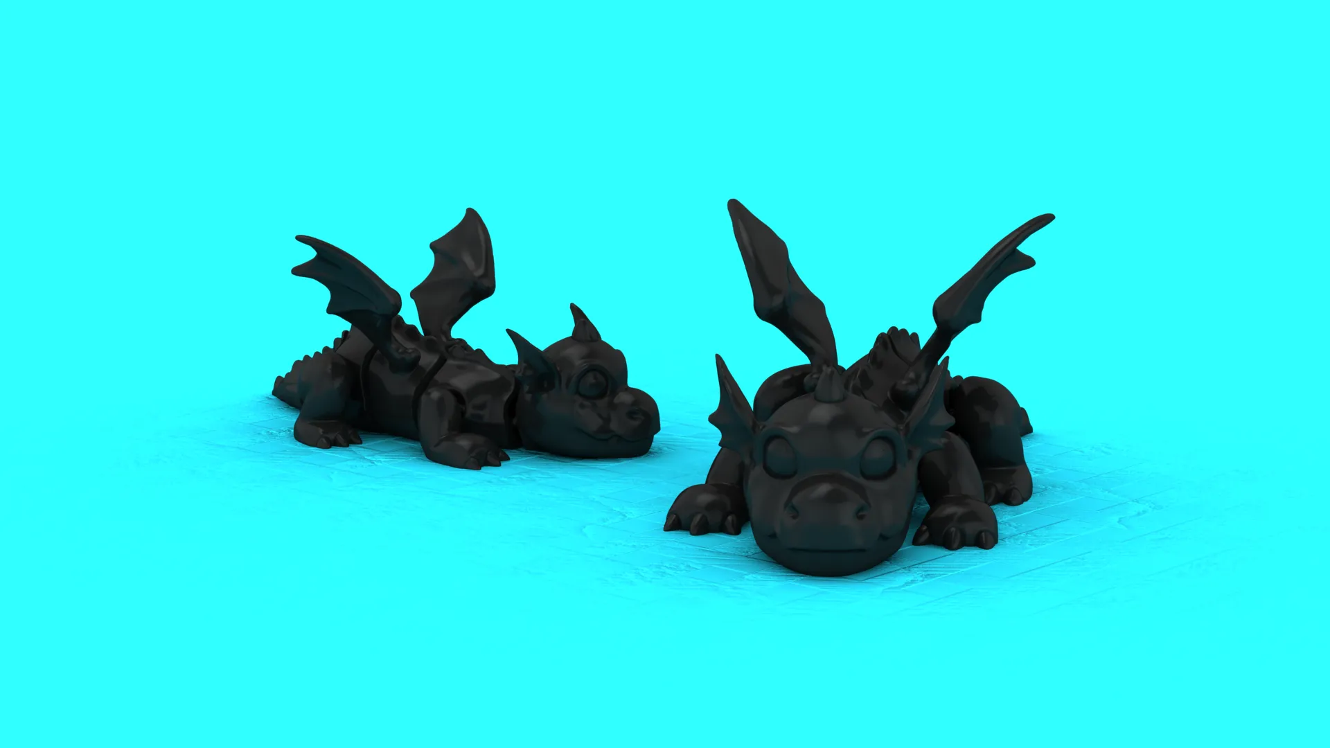 Sleepy Black Dragons 3D Model .c4d .max .obj .3ds .fbx .stl .blend 